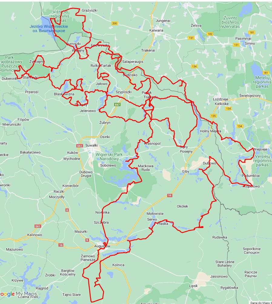 Mapa trasy off-road Suwalszczyzna
