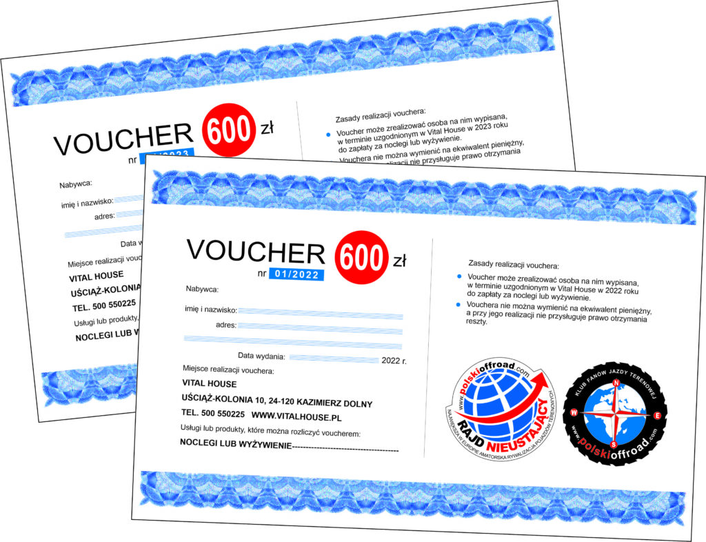 vouchery - nagrody w Rajdzie Nieustającym