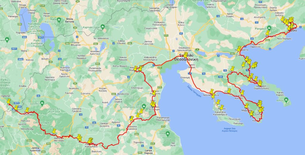wyprawa offroad do Grecji - mapka trasy
