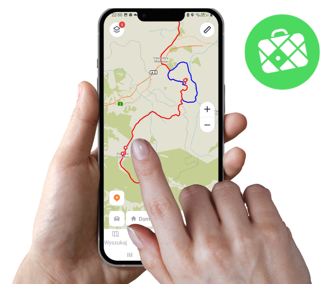 trasa Never-Ending Rally na smartfonie z aplikacją Maps.Me do nawigacji GPS